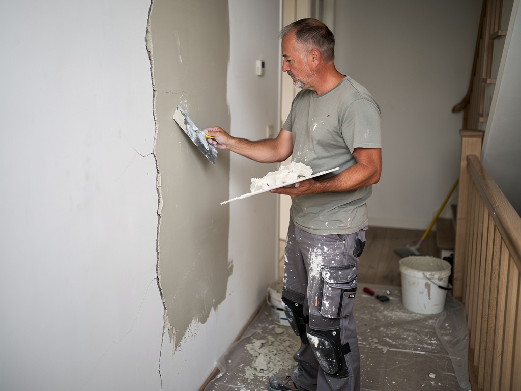 Scheurherstel in een hal als voorbeeld voor herstelwerk